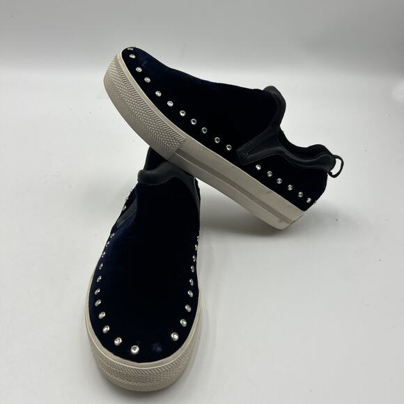 ASH Blue Velvet Stud JESSICA Platform Sneaker Loafer EU Size 40 - Picture 2 of 9